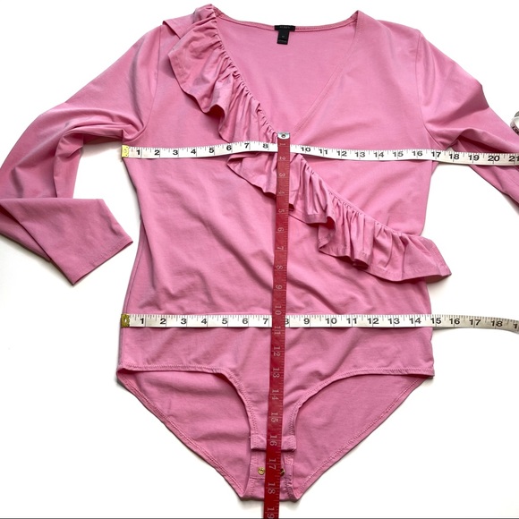 J. Crew Pink Ruffle Bodysuit Style H3685 Medium - Picture 9 of 10